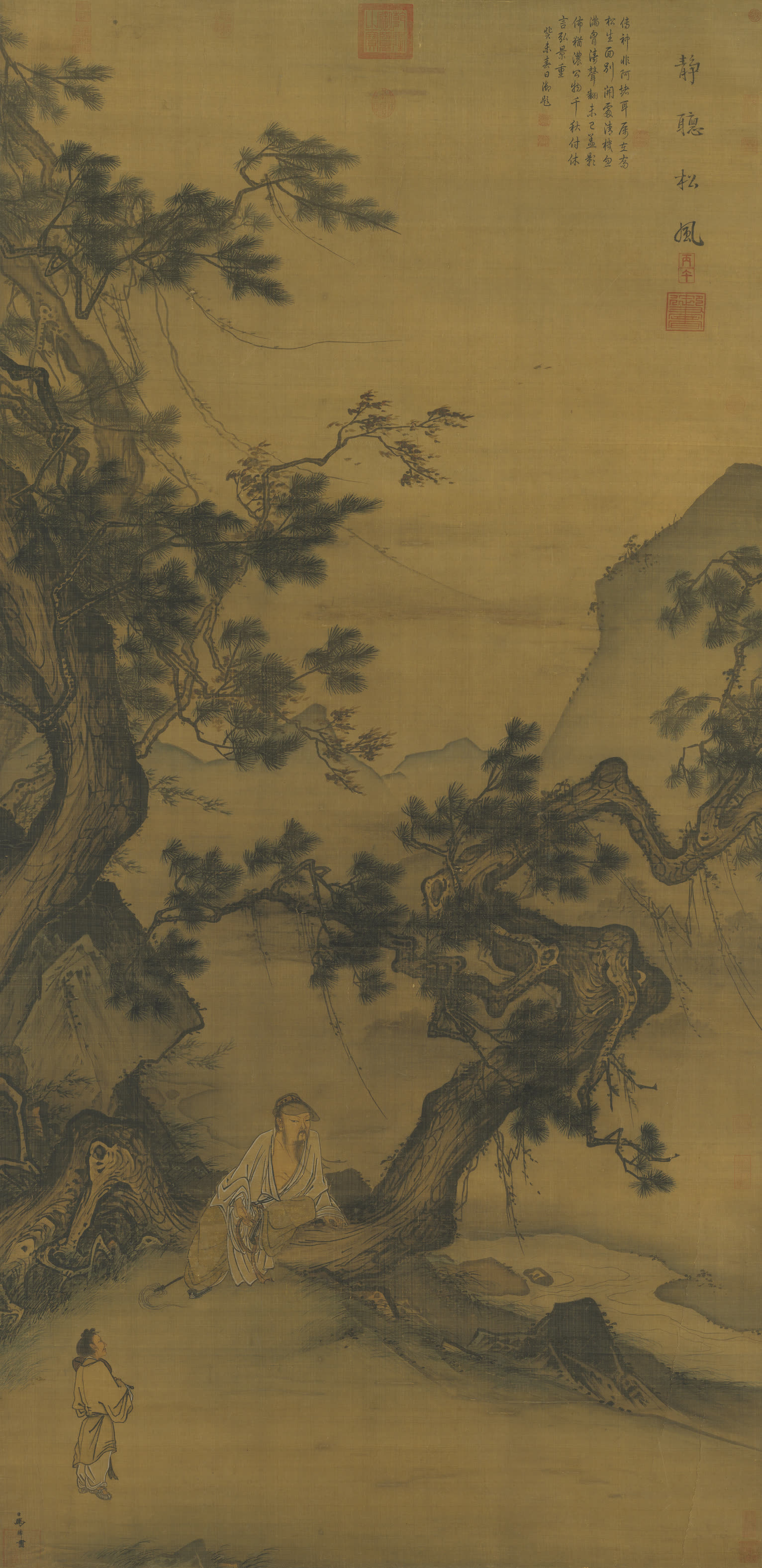 马麟《静听松风图》