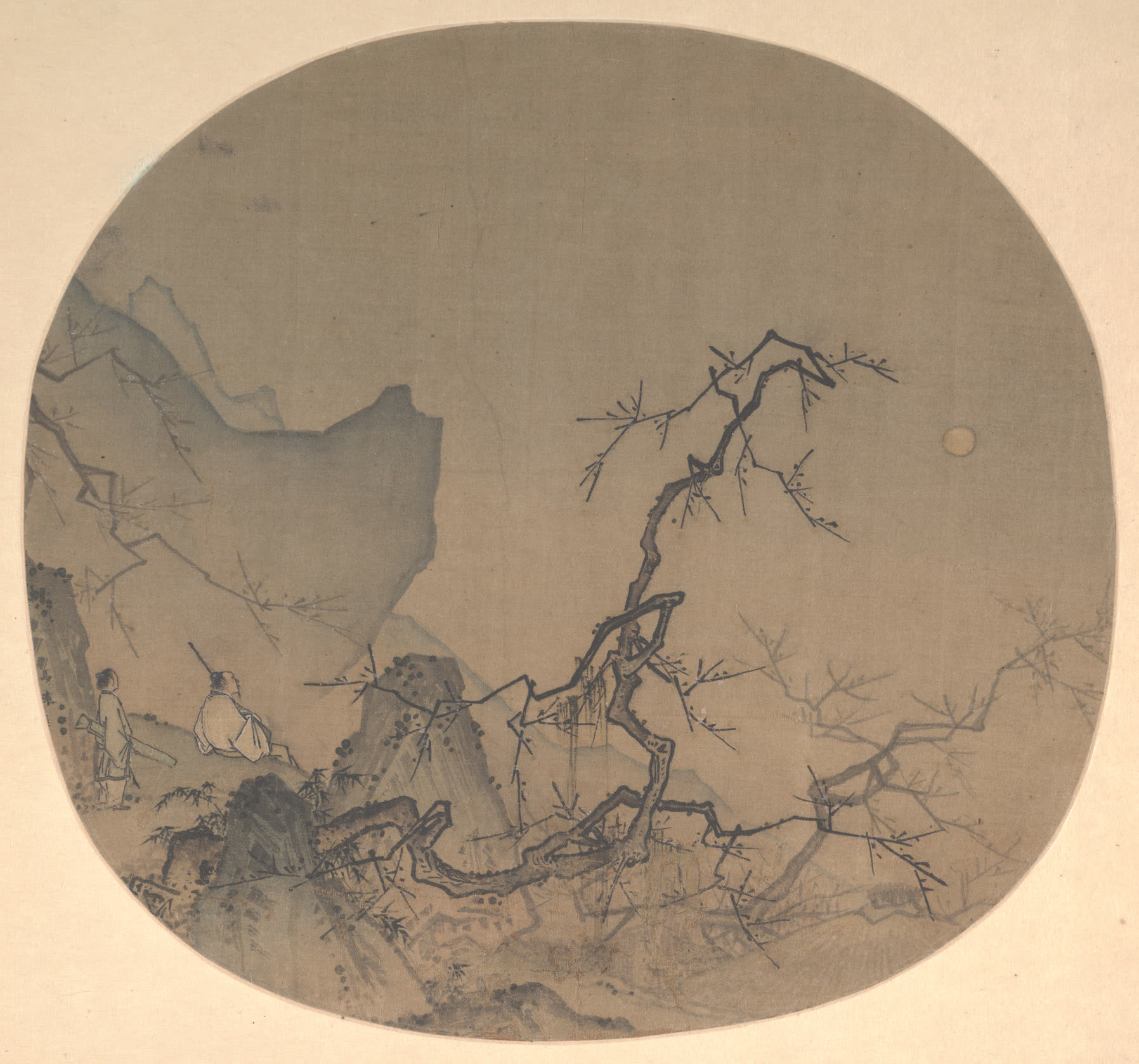 马远《月下赏梅图》团扇