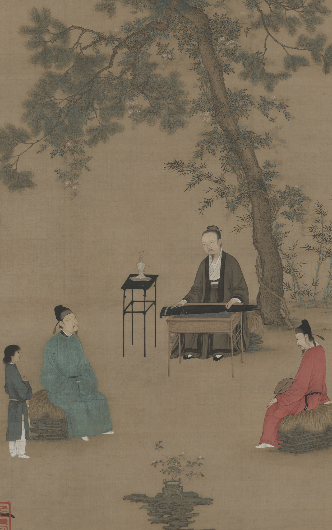 《听琴图》局部