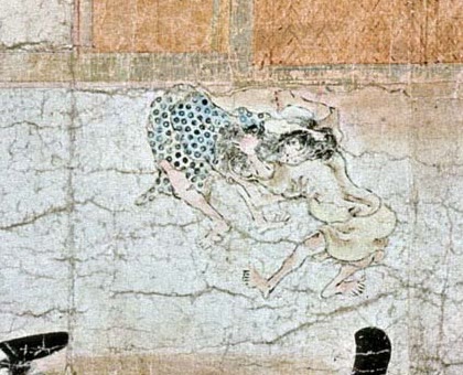 两个孩子扭打