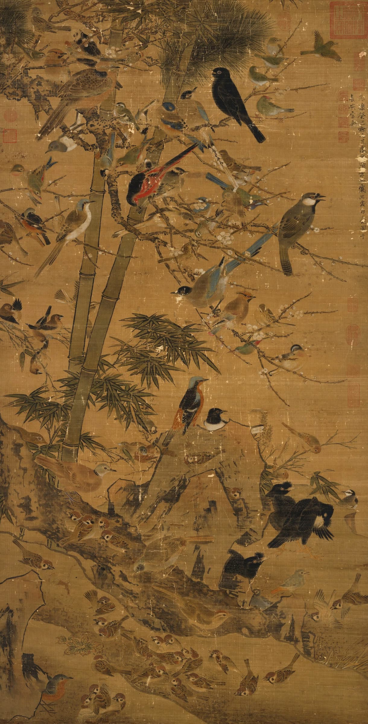 边景昭《三友百禽图》