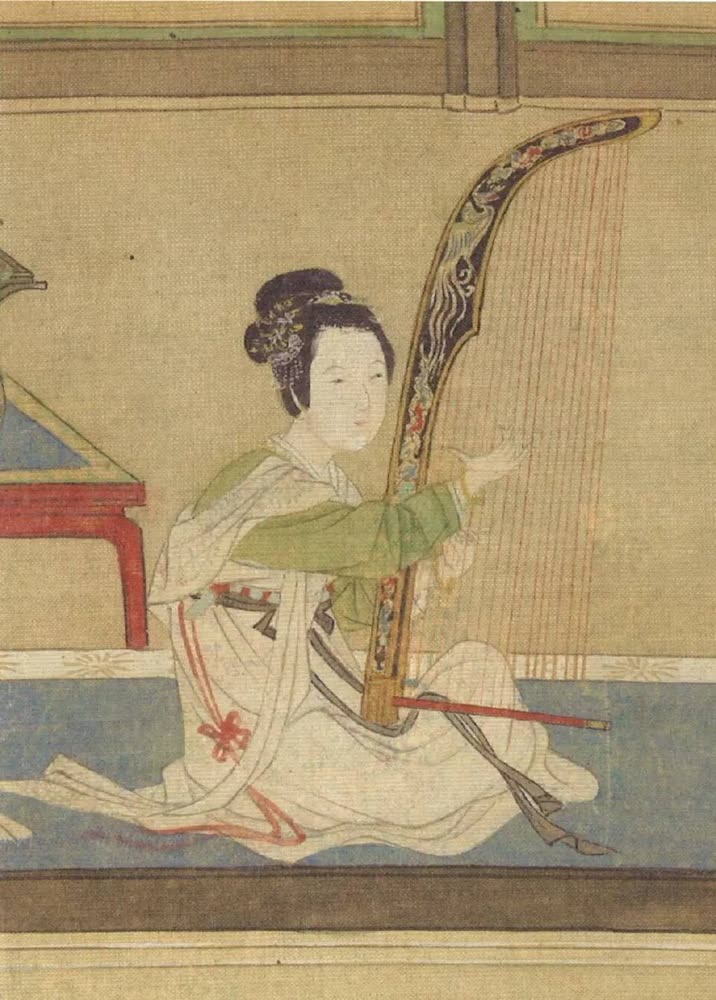《汉宫春晓》弹箜篌的宫女