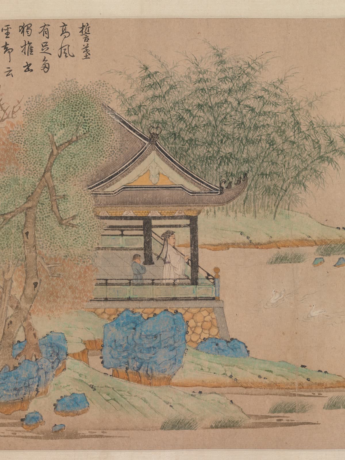 钱选《王羲之观鹅图》局部