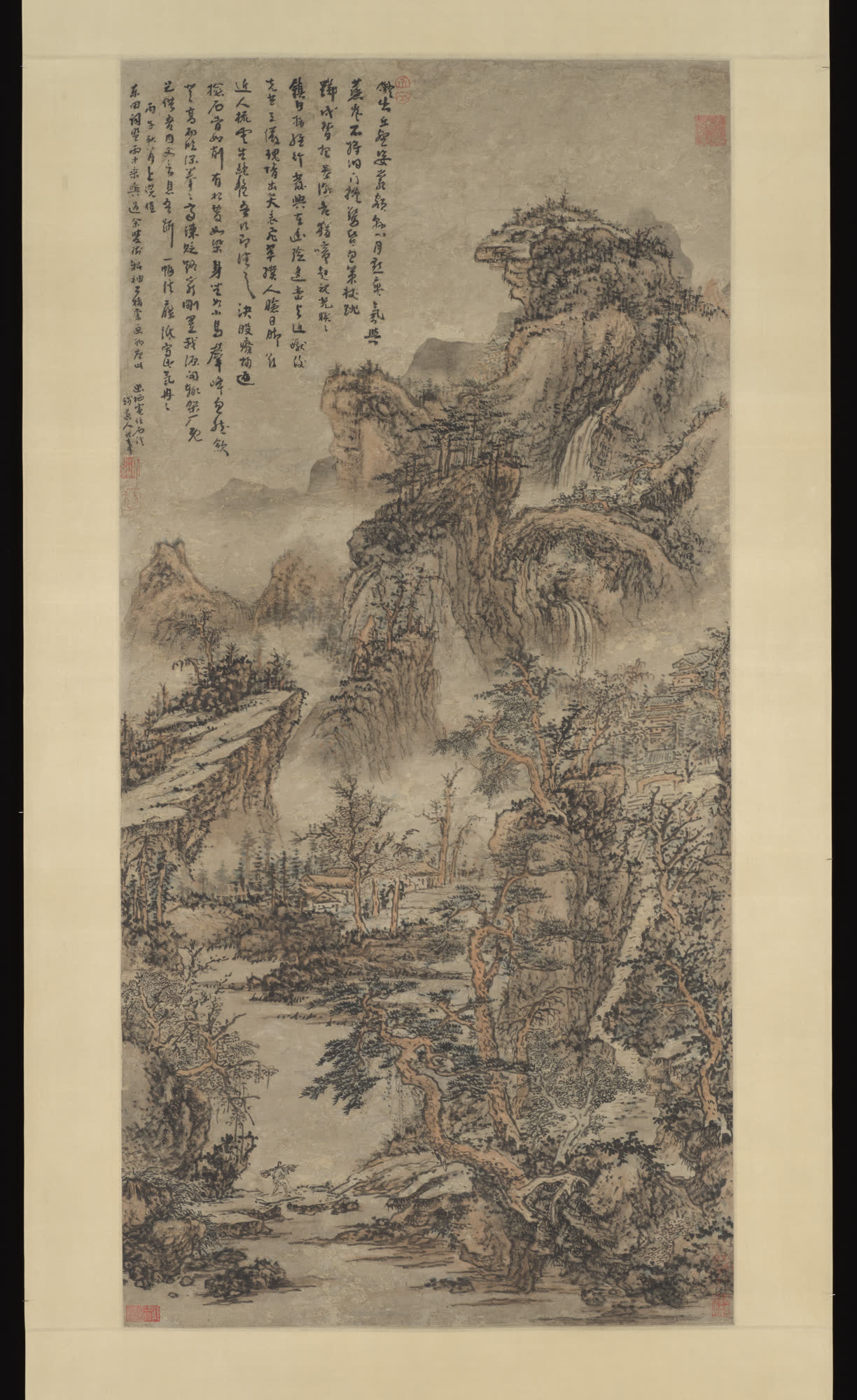 髡残《林峦暮色》