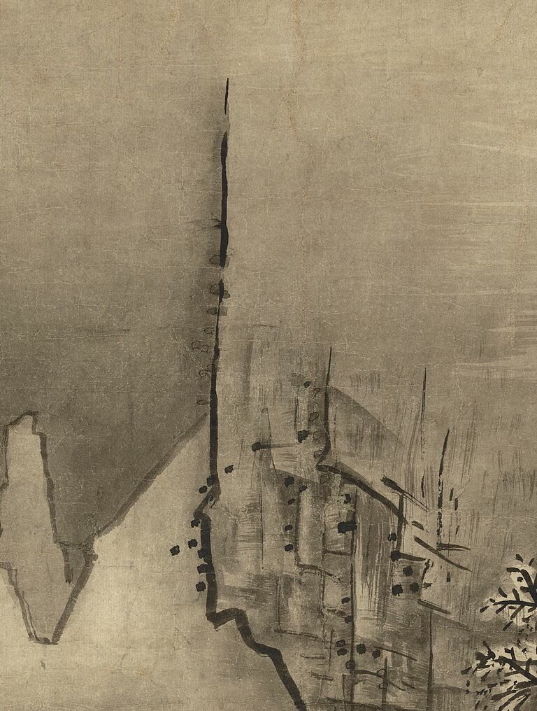冬景中央的垂直墨线