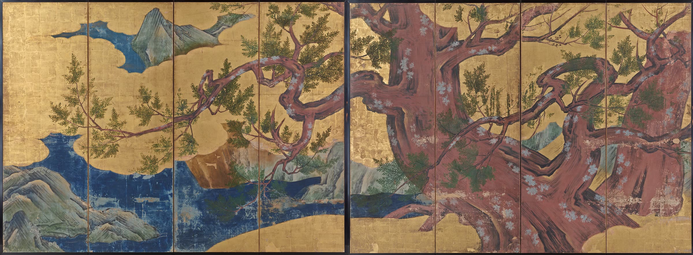 狩野永德《桧图屏风》