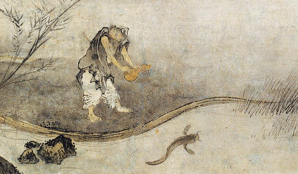 《瓢鲇图》局部：捉鲶鱼的人