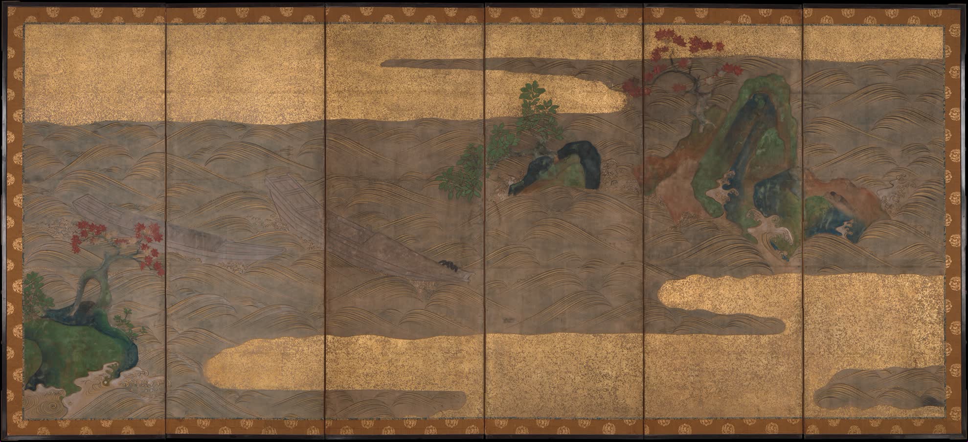 宗达画坊《波上舟图屏风》