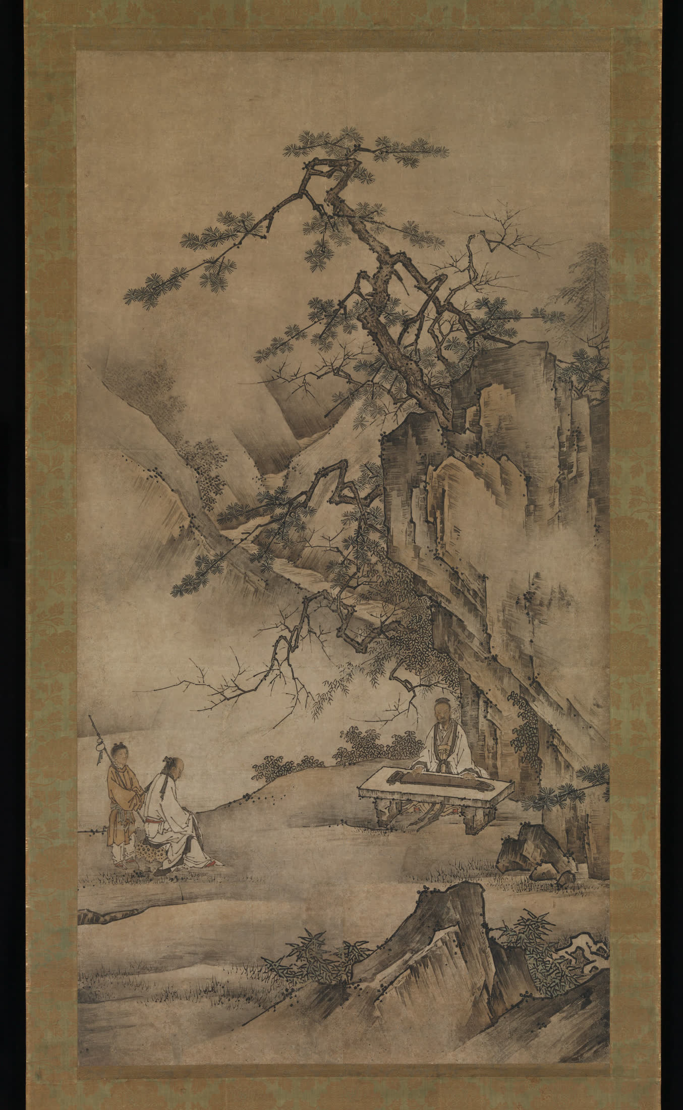 狩野元信周边画家《伯牙弹琴图》