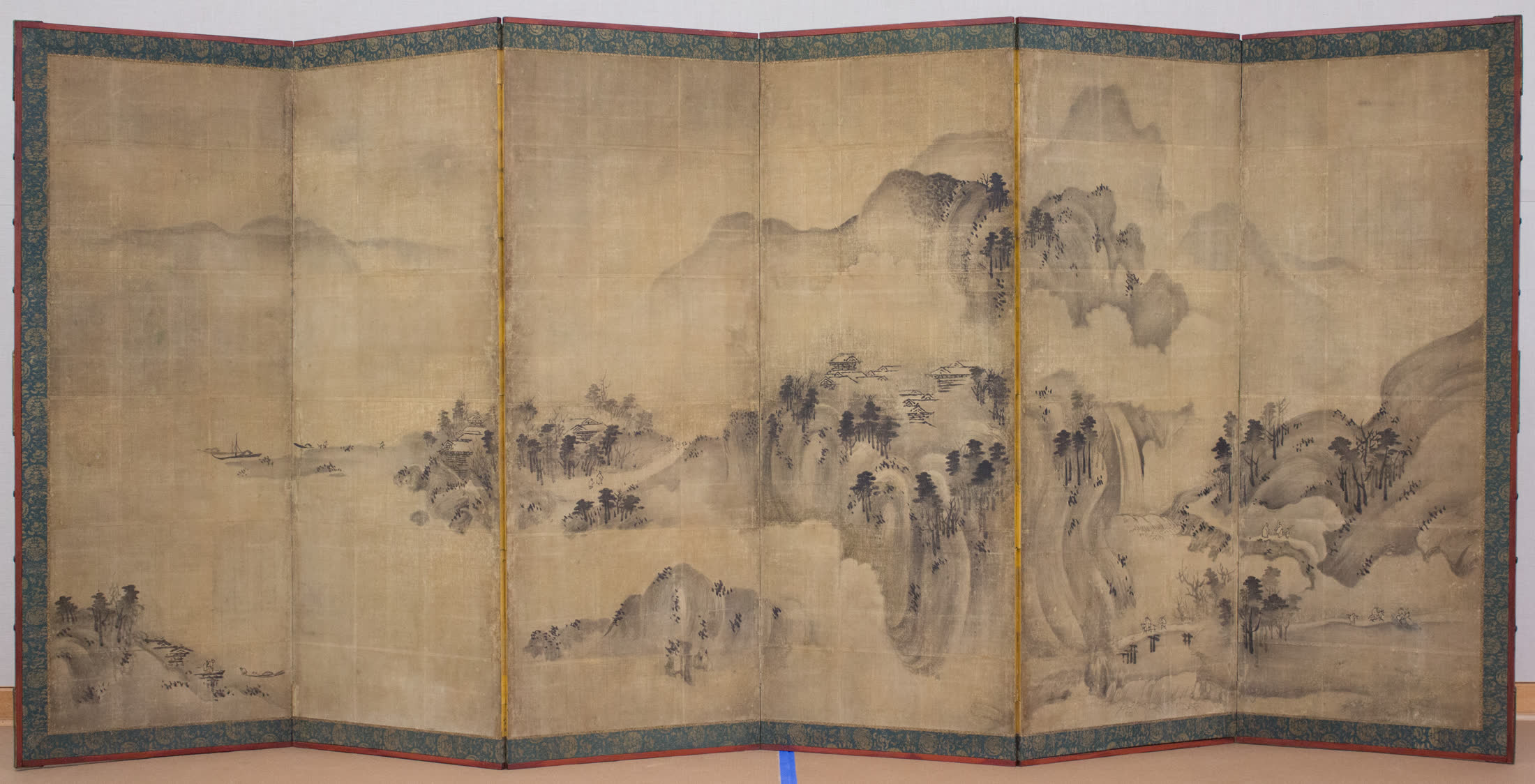 雪村周继追随者《山水图屏风》