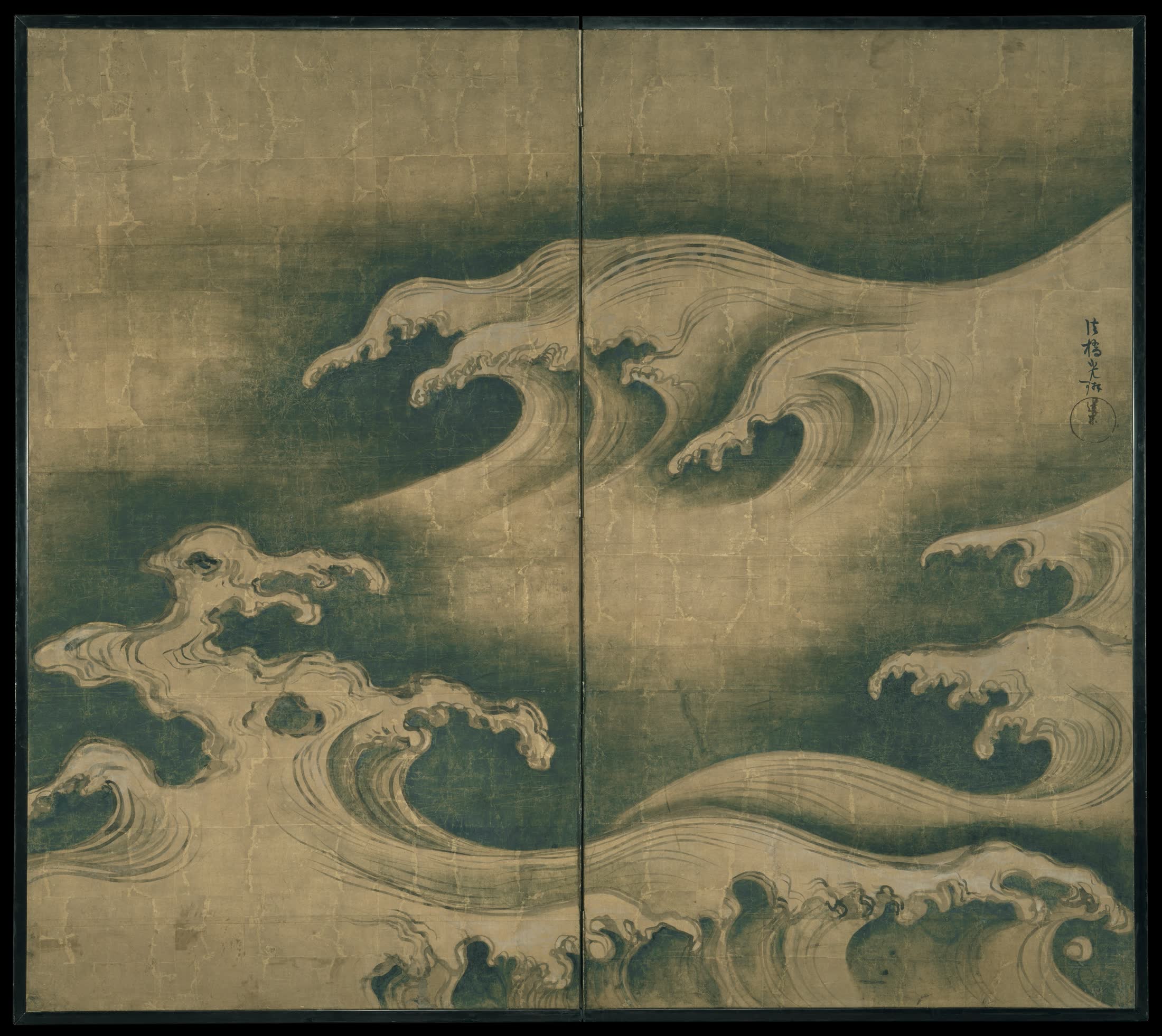 尾形光琳《波涛图屏风》