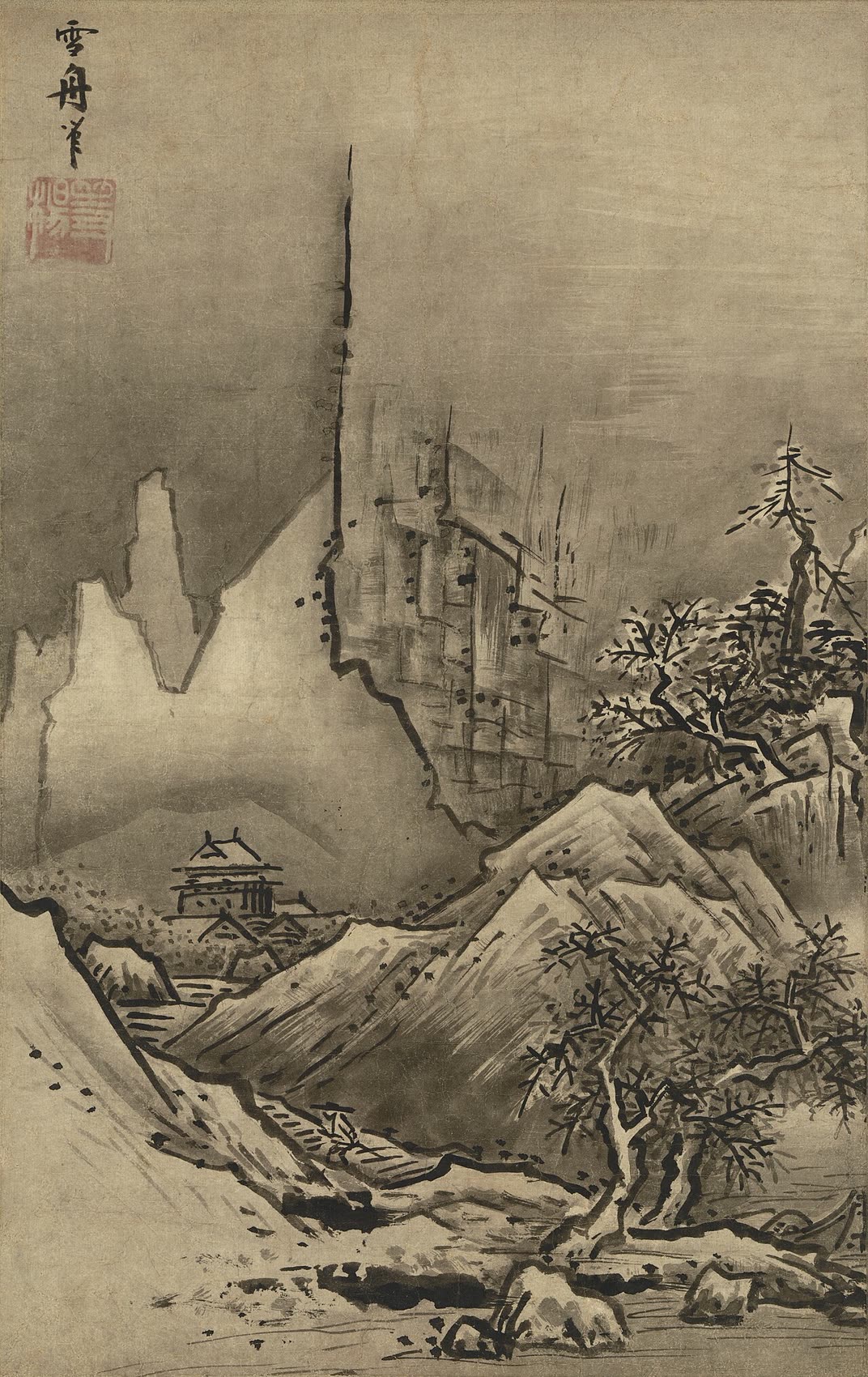 秋冬山水图 冬景