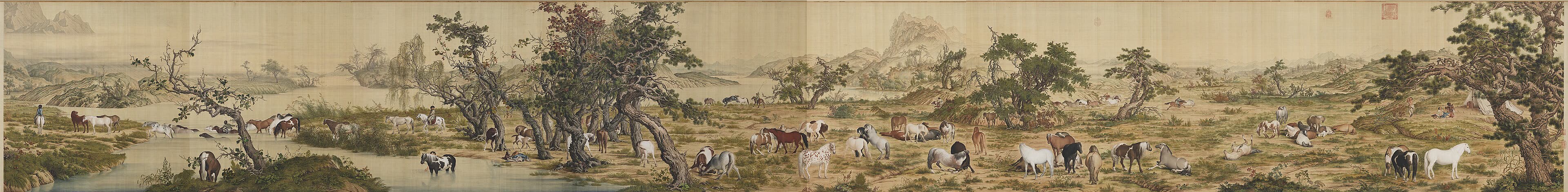 郎世宁《百骏图》全卷
