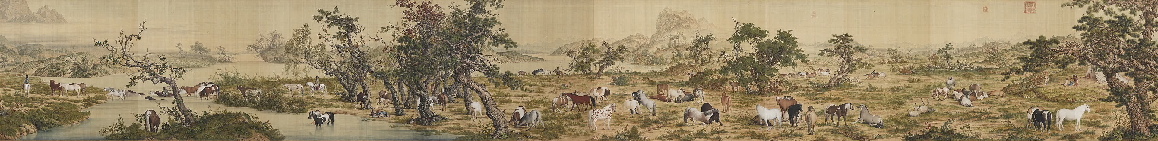 郎世宁《百骏图》全卷