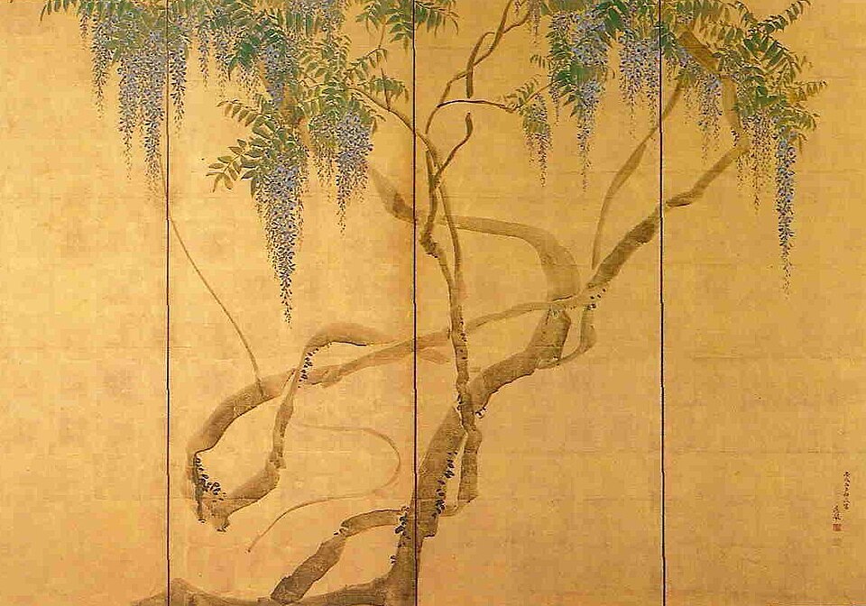 圆山应举《藤花图屏风》局部