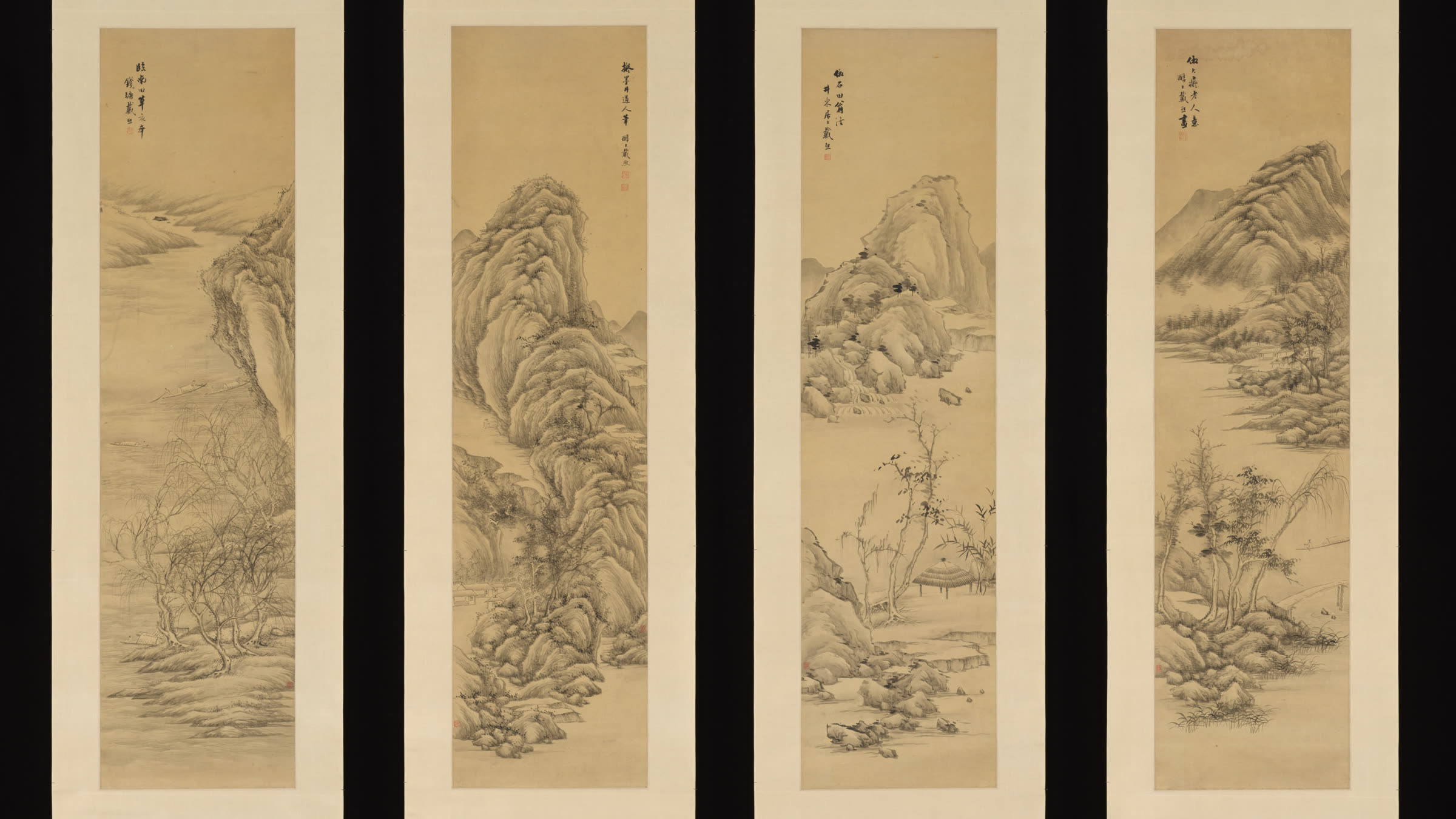 戴熙《仿古山水》四条屏