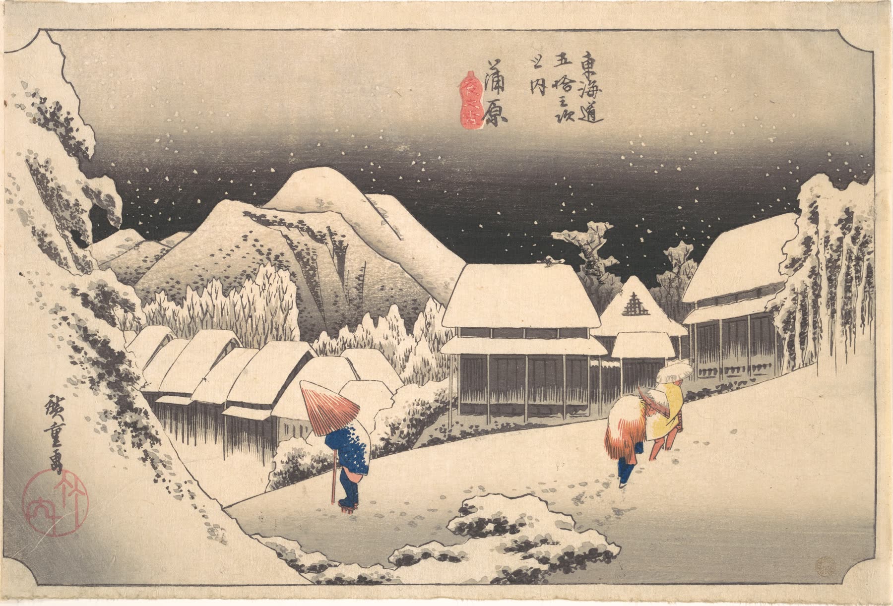 歌川广重《蒲原 夜之雪》