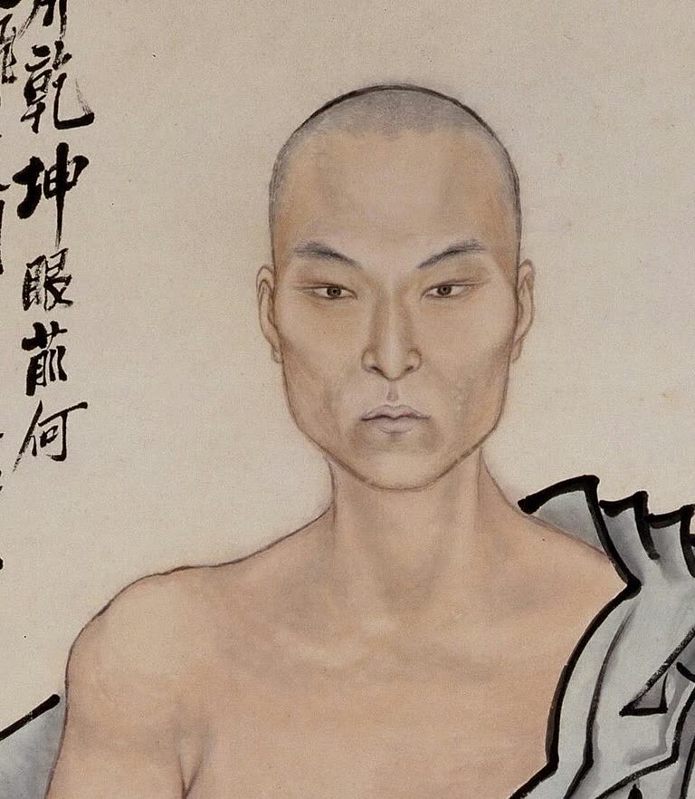 任熊自画像面部