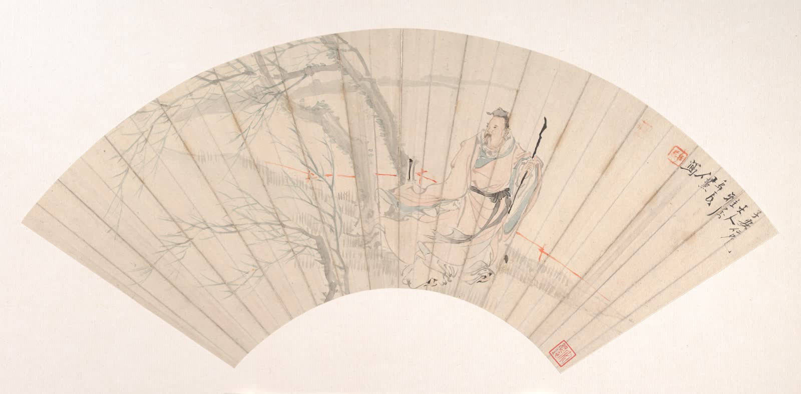 任薰《高士临风》扇面