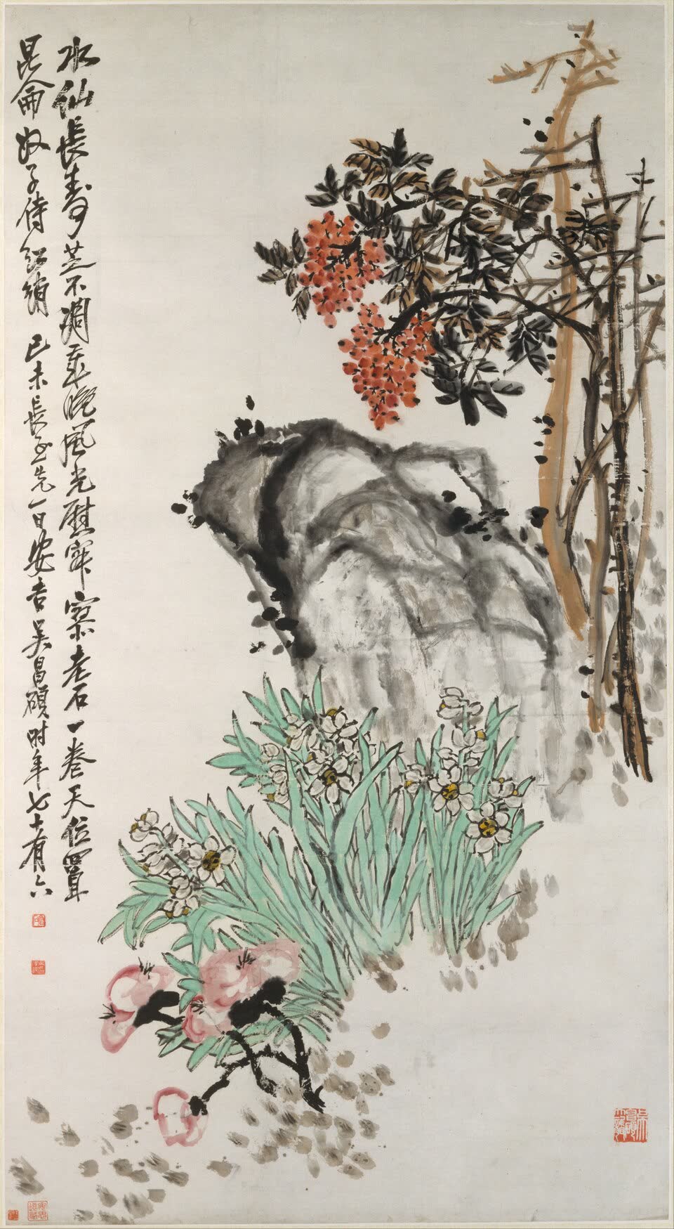 吴昌硕《仙芝天竹图》