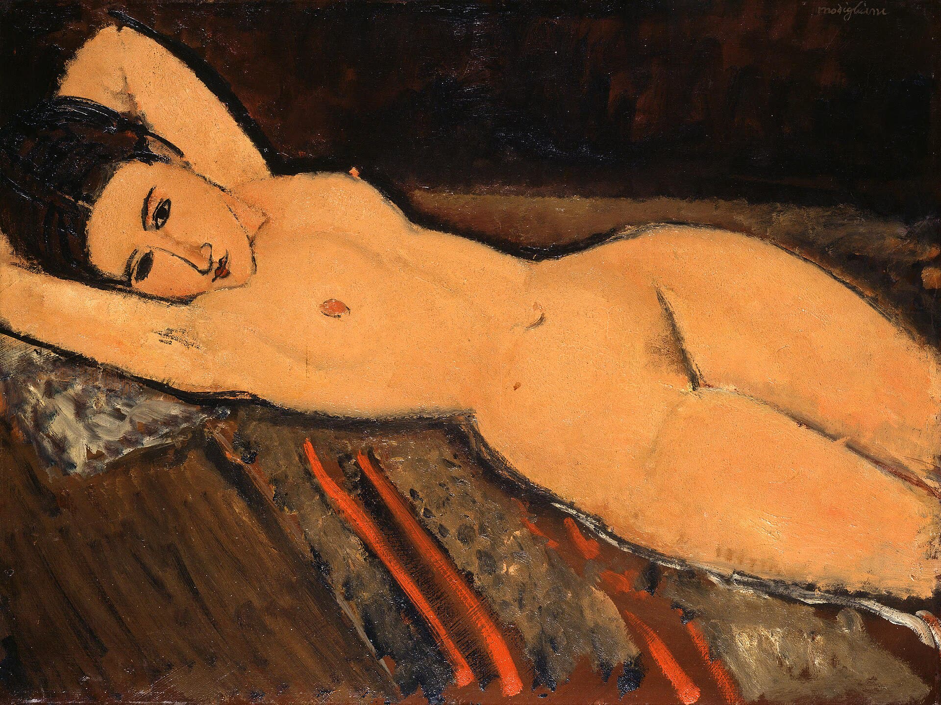 莫迪利亚尼《侧卧的裸女》，1916年